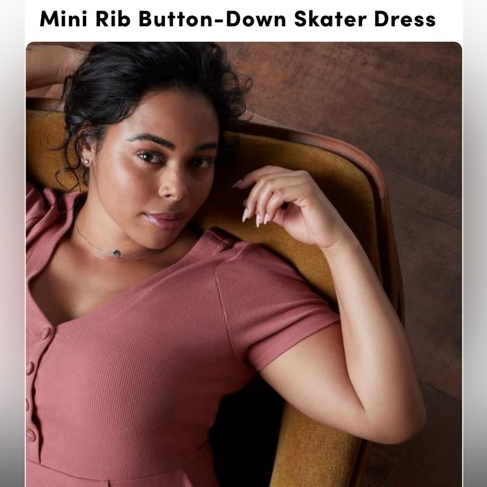 Torrid Size 2 Mini Rib Button Down Skater Dress Withered Rose